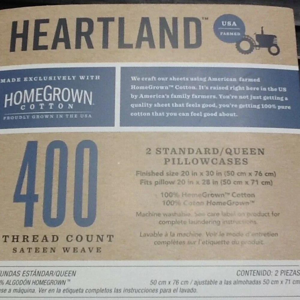 new SILVER Heartland 400 TC 100% Cotton Sateen STANDARD / QUEEN Pillowcases
